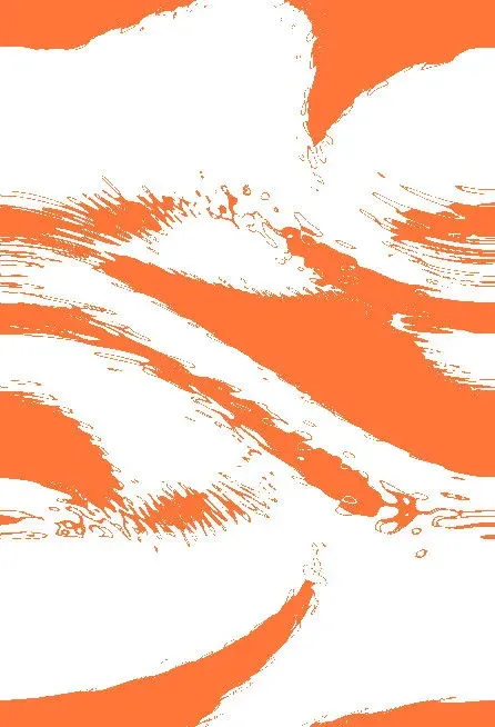 Des formes abstraites, organiques, blanches, sur un fond orange.