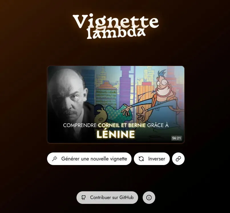 Capture d’écran du site, avec le logotype, une vignette "Comprendre Corneil et Bernie grâce à Lénine".