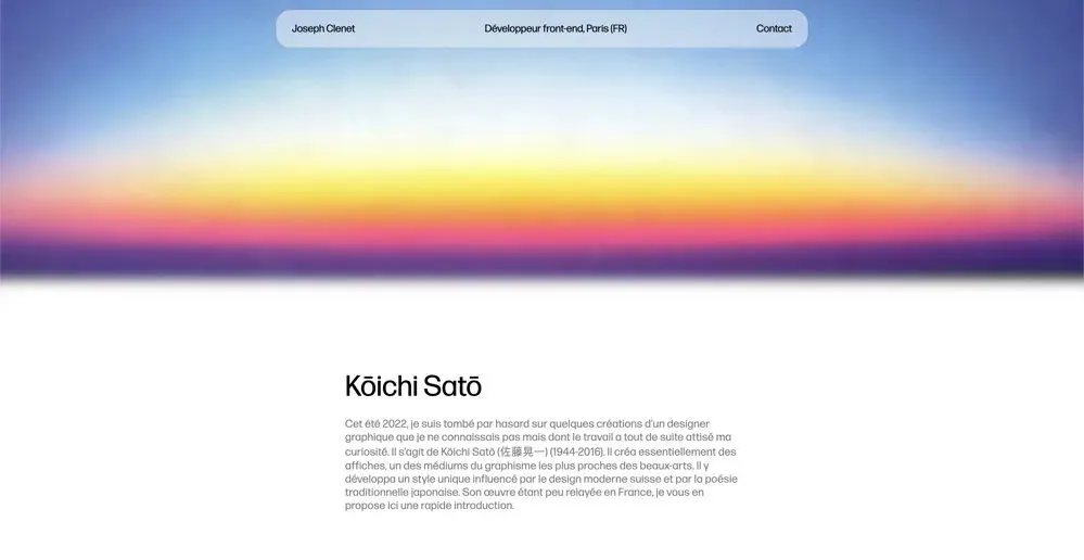 Introduction de l’article avec dégradé noir, bleu, blanc, jaune, rouge, violet, noir.