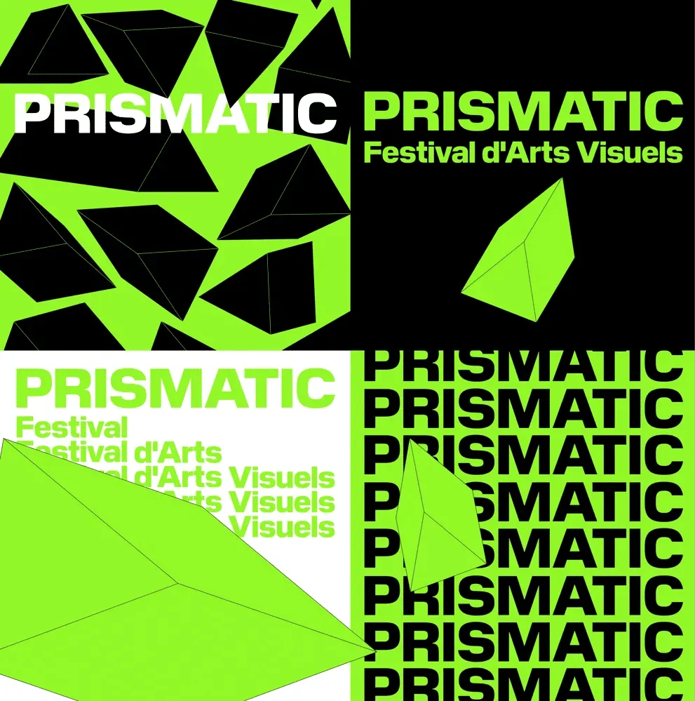 Déclinaisons du même motif avec la couleur vert fluo, des jeux d’échelle et de répétitions.