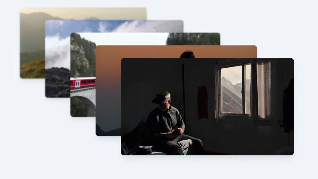 Des images les unes par dessus les autres, alignées en diagonale.